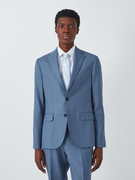John Lewis Thurlow Regular Fit Sharkskin Wool Suit Jacket, Light Blue, Light Blue