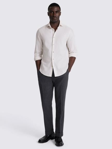 Moss Brushed Melange Cotton Shirt - view 2, Off White