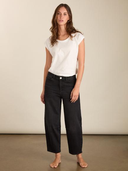 Baukjen Organic Cotton Rich Nixi Barrel Leg Jeans, Washed Black, Washed Black