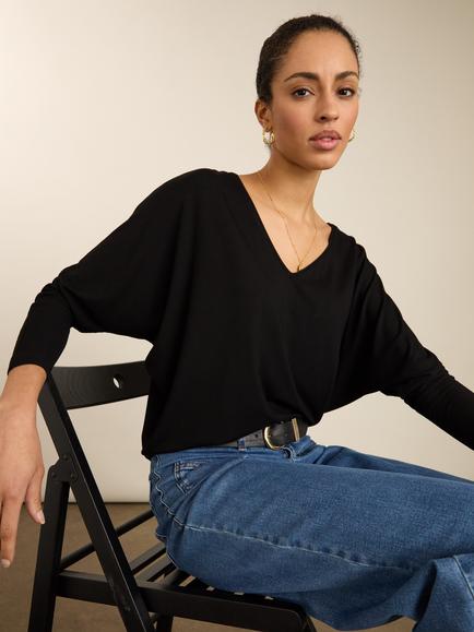Baukjen Ella V-Neck Top, Caviar Black, Caviar Black