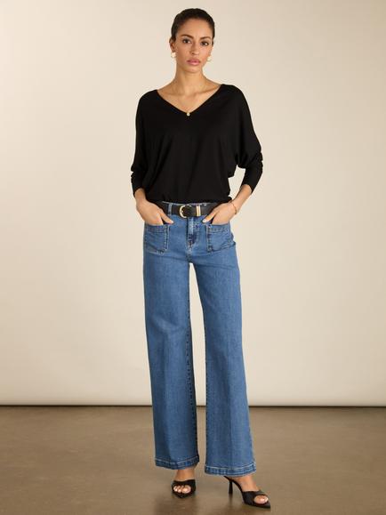 Baukjen Ella V-Neck Top, Caviar Black - view 2, Caviar Black