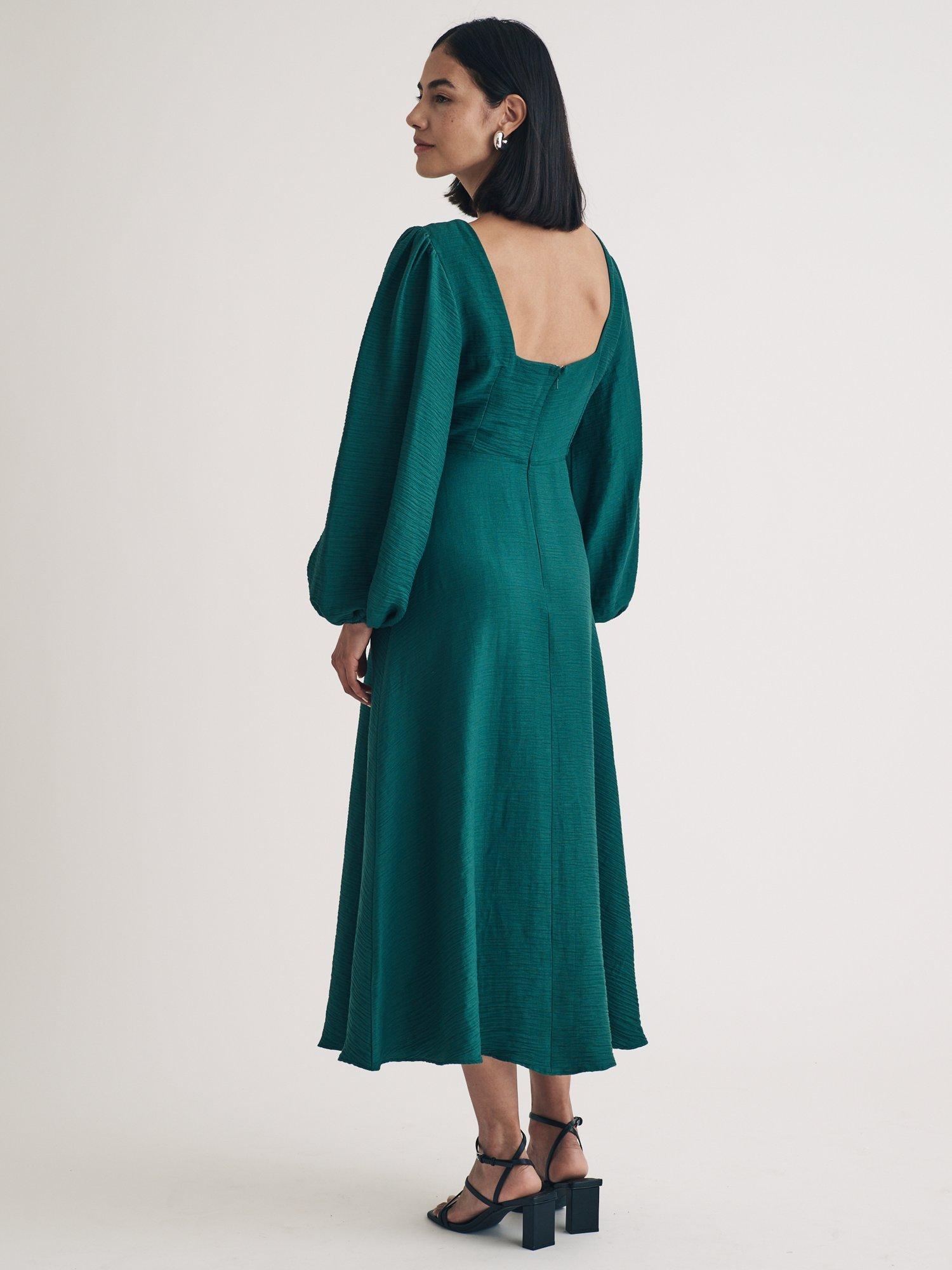 Product image 4 of 4, which shows Nobody's Child Zora Linen Blend Midaxi Dress, Green, 6