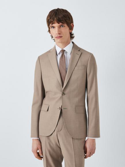 John Lewis Sholden Regular Fit Sharkskin Wool Suit Jacket, Neutral, Neutral