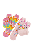 totes Kids' Unicorns & Zig Zag Stripes Slipper Socks, Pack of 2, Multi