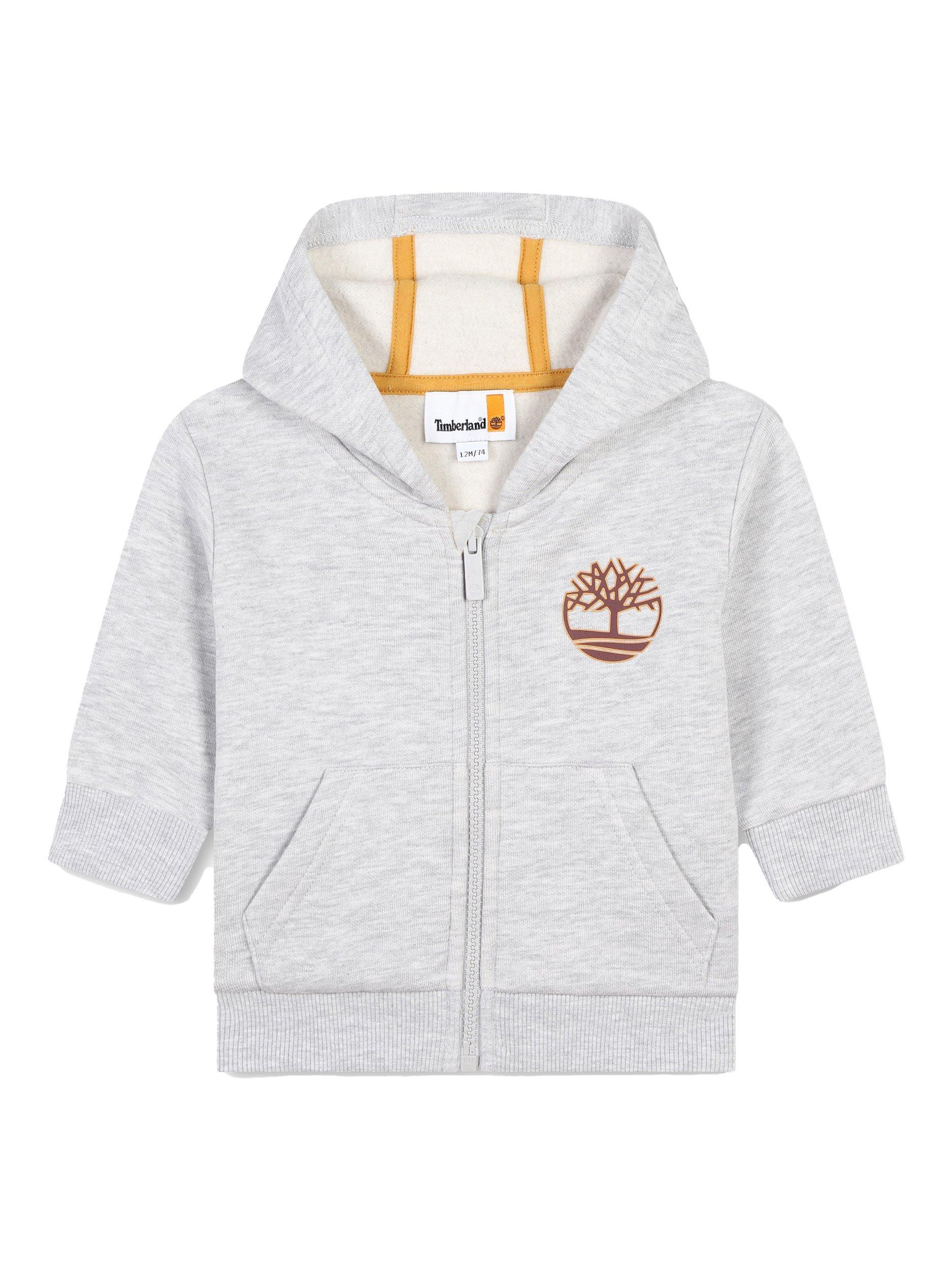 Product image 1 of 2, which shows Timberland Baby Brushed French Terry Zipped Hoodie, Light Grey, 9 months