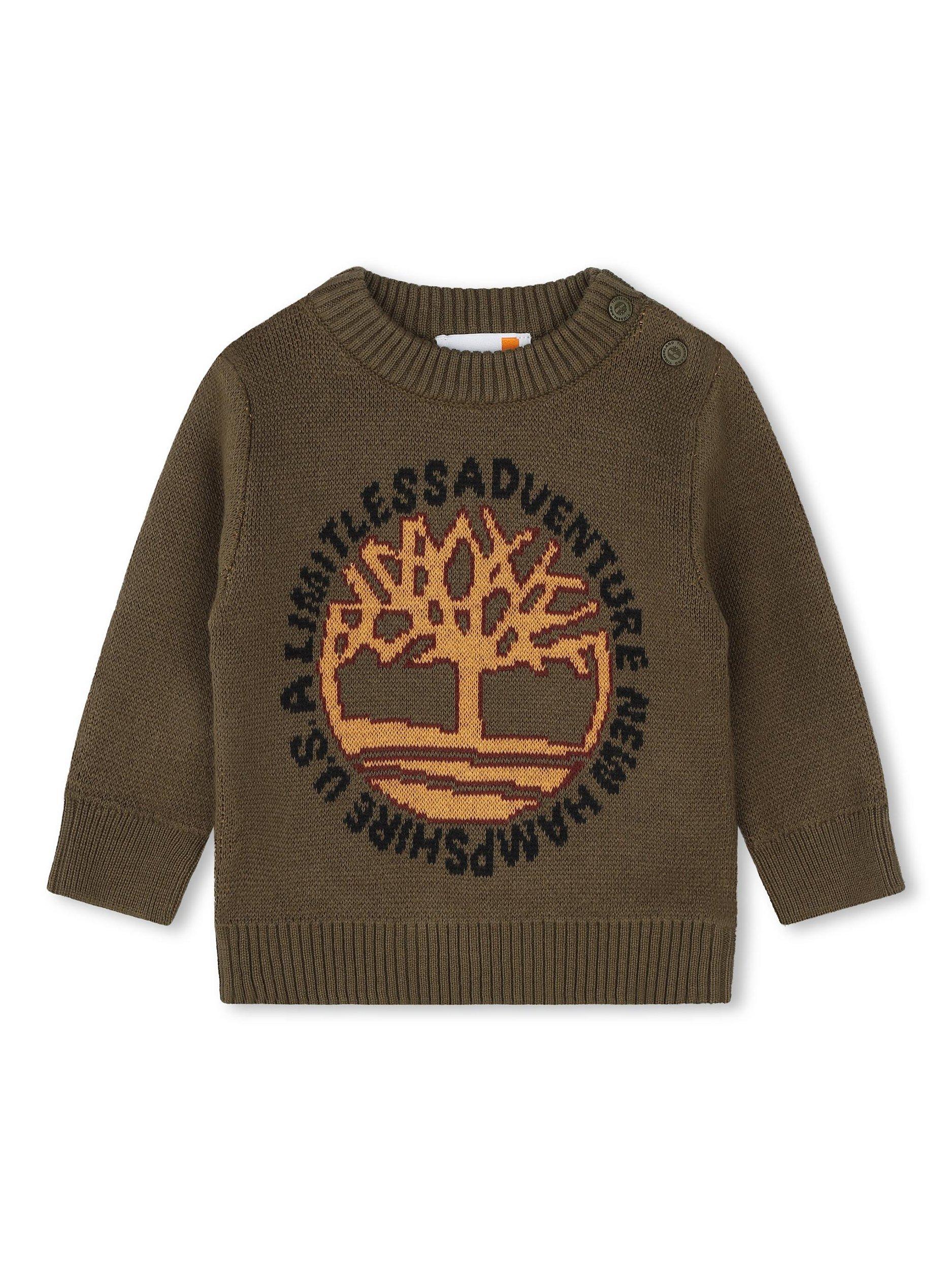 Product image 1 of 2, which shows Timberland Baby Cotton Wool Logo Jumper, Khaki, 2 years