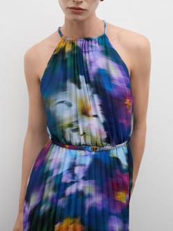 Mango Nice Floral Pleated Midi Dress, Multi - view 2, Multi