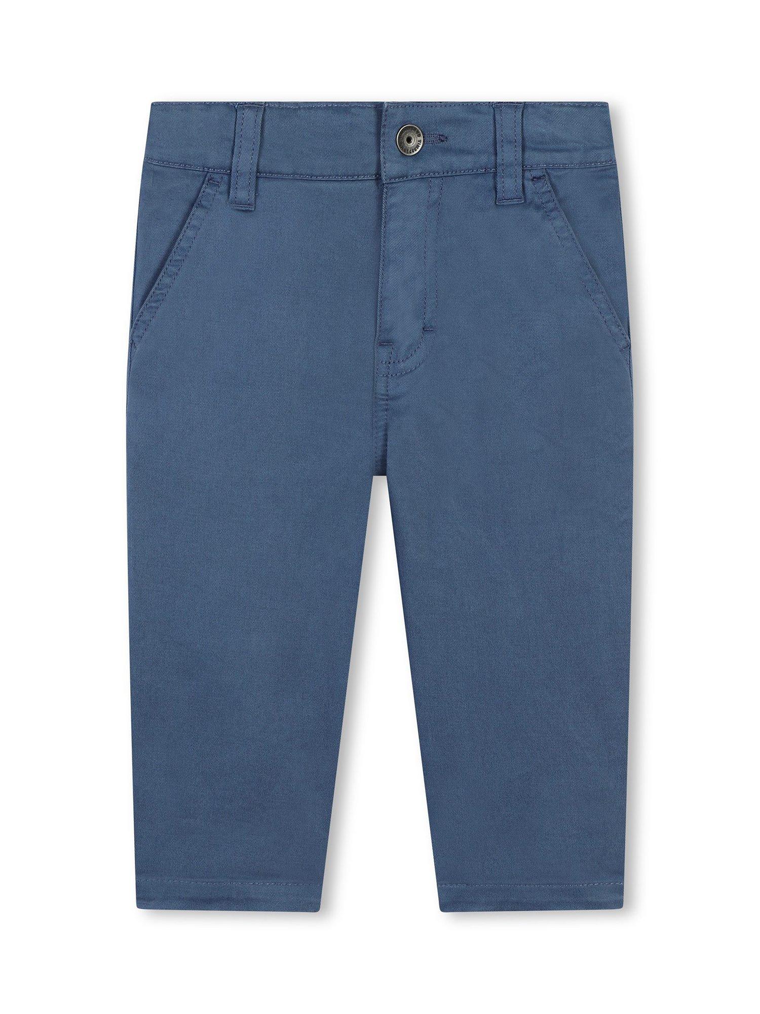 Product image 1 of 2, which shows Timberland Baby Cotton Loose Fit Drill Trousers, Blue, 2 years