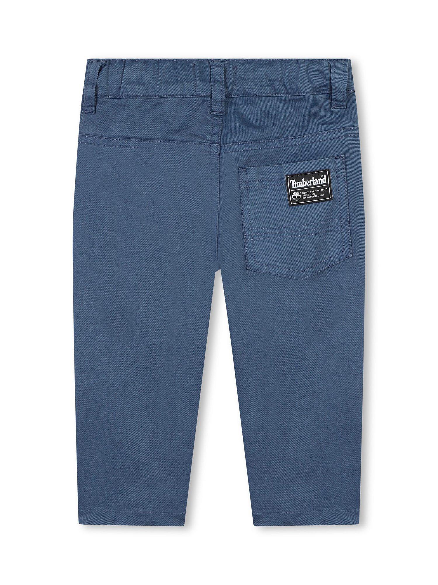 Product image 2 of 2, which shows Timberland Baby Cotton Loose Fit Drill Trousers, Blue, 2 years