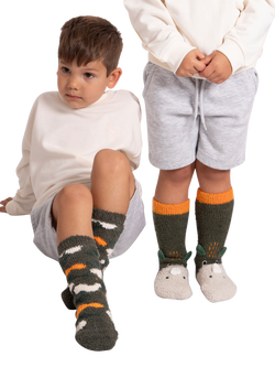 totes Kids' Dinosaur & Camouflage Slipper Socks, Pack of 2, Multi - view 2, Multi