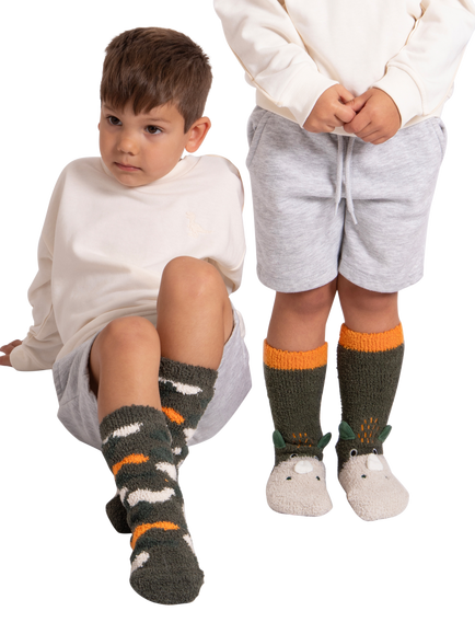 totes Kids' Dinosaur & Camouflage Slipper Socks, Pack of 2, Multi - view 2, Multi