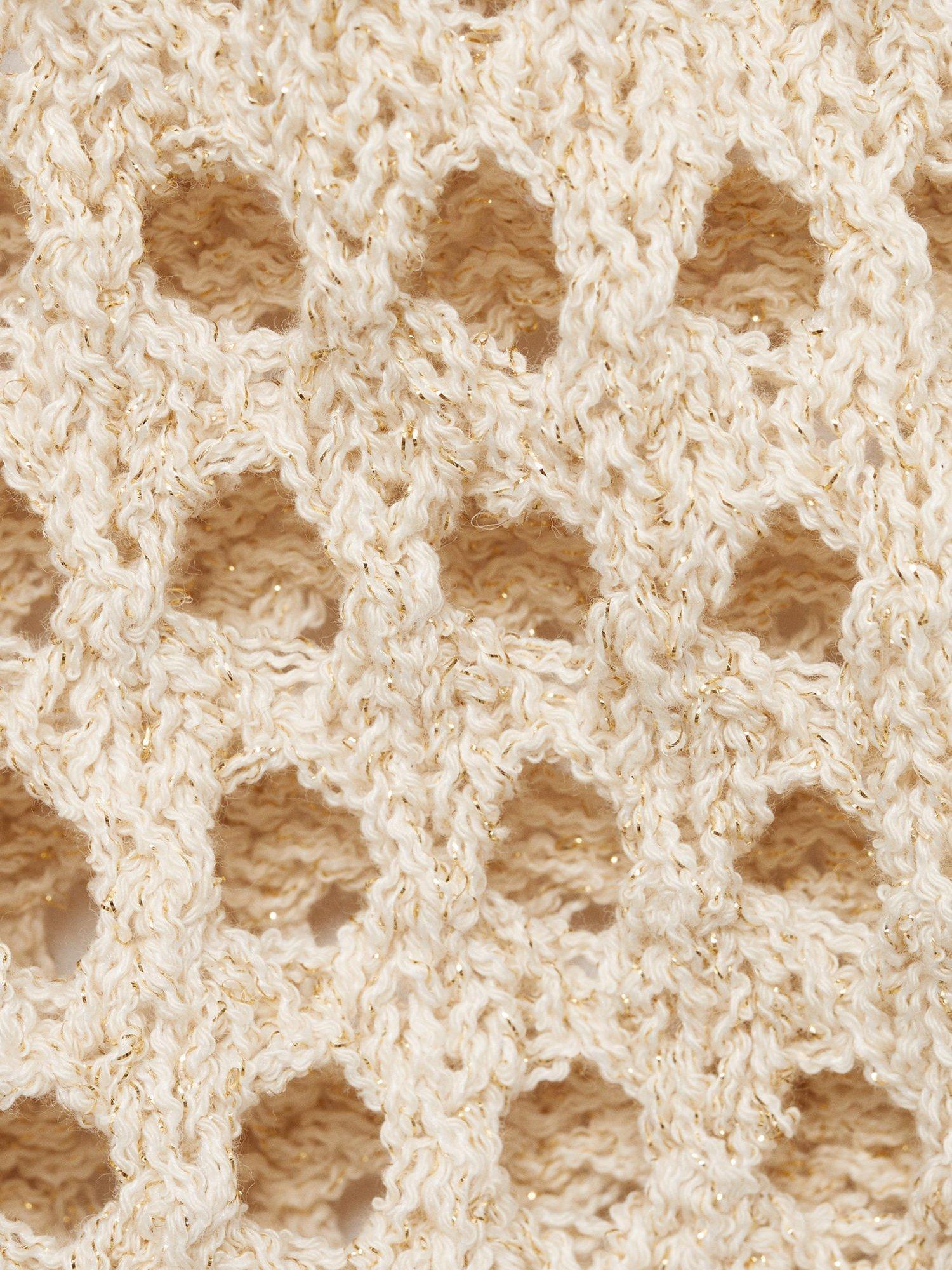 Product image 5 of 7, which shows Mango More Open Knit Jumper, Light Beige, S