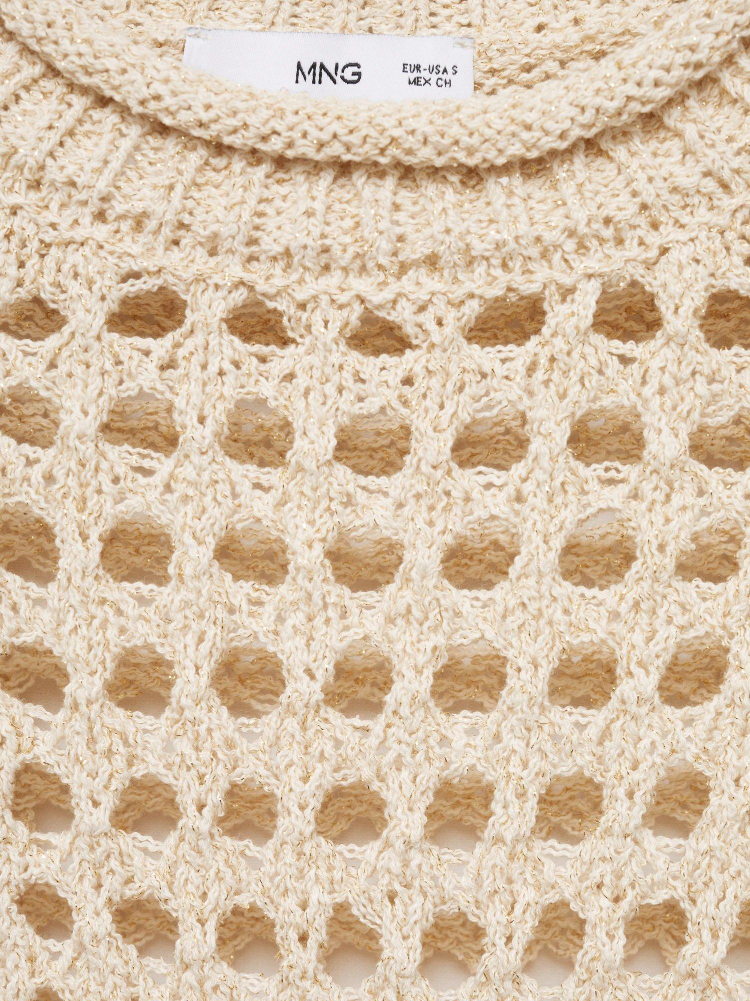 Product image 7 of 7, which shows Mango More Open Knit Jumper, Light Beige, S