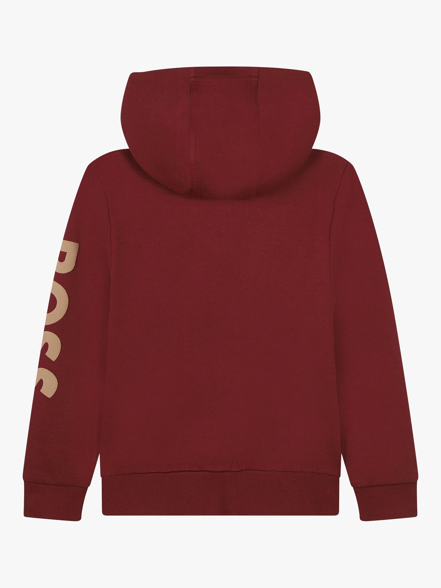 Product image 2 of 2, which shows HUGO BOSS Kids' Zipped Hoodie, Crimson, 8 years