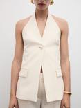 Mango Bianca Halterneck Vest Top, Cream