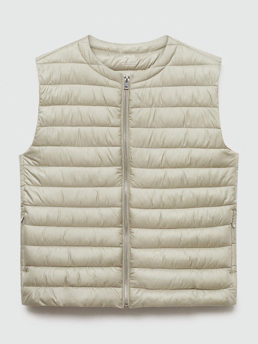 Mango Blanvest Quilted Gilet, Pastel Grey