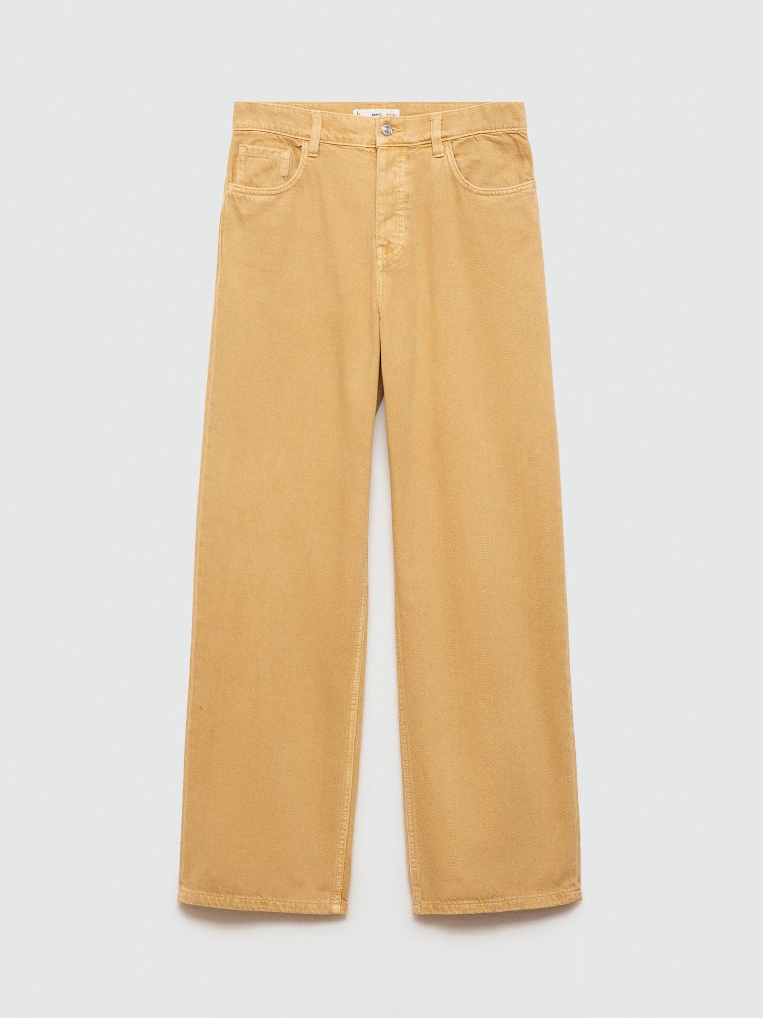 Product image 3 of 8, which shows Mango Ari Mid Rise Wide Leg Jeans, Mustard, 10