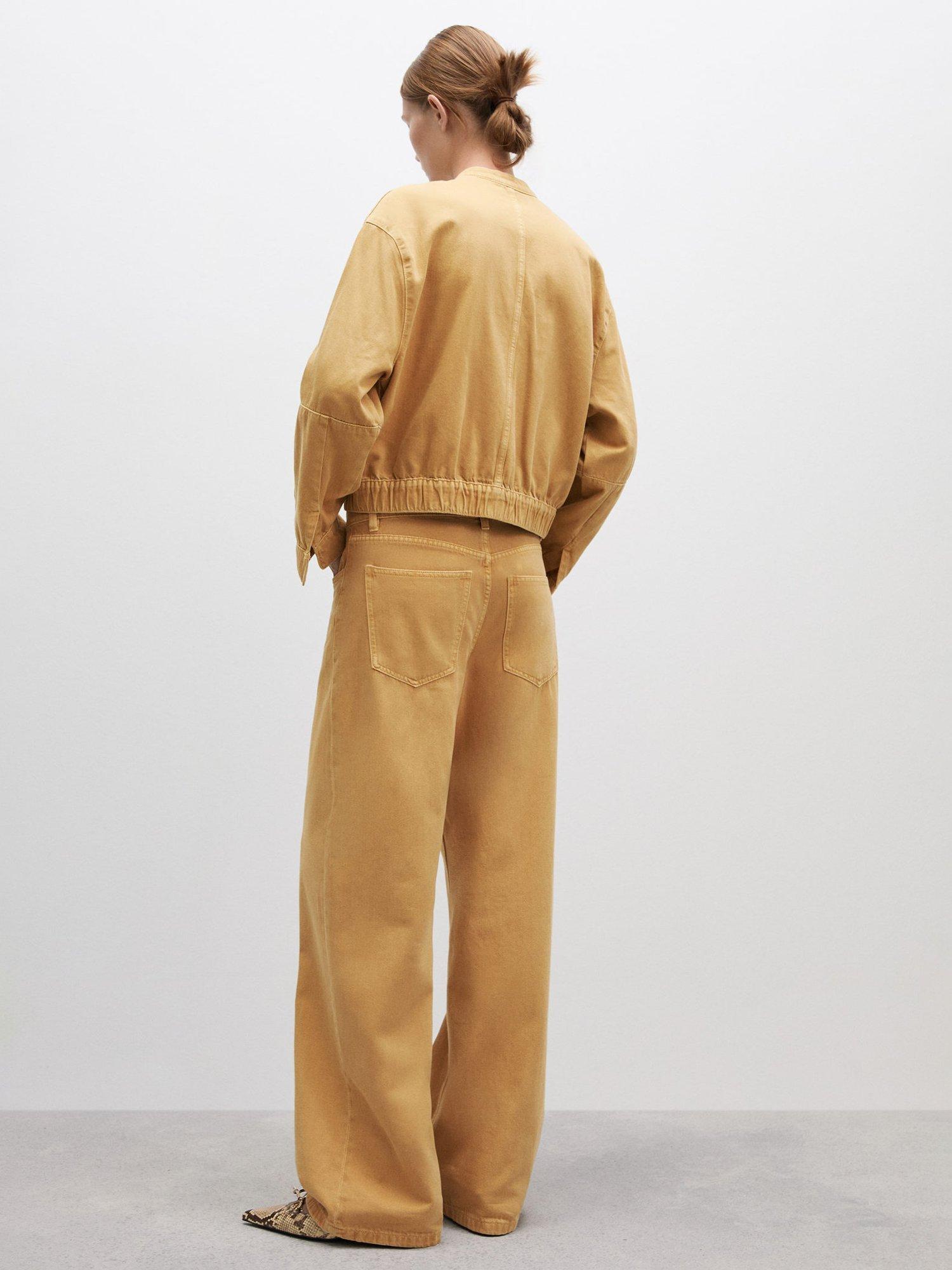 Product image 4 of 8, which shows Mango Ari Mid Rise Wide Leg Jeans, Mustard, 10