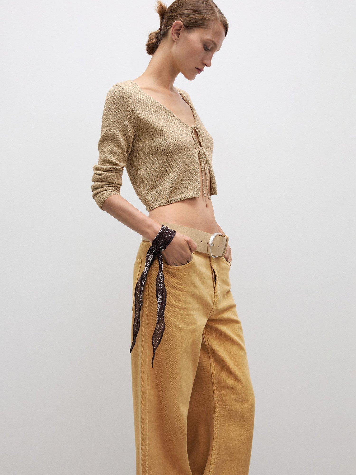 Product image 6 of 8, which shows Mango Ari Mid Rise Wide Leg Jeans, Mustard, 10
