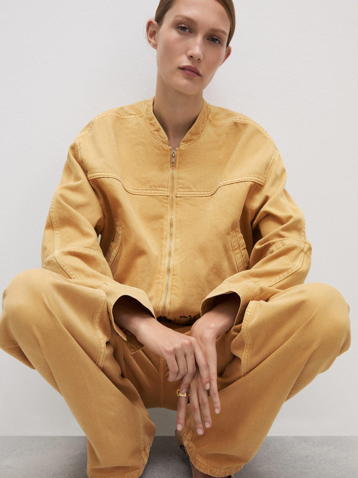 Product image 7 of 8, which shows Mango Ari Mid Rise Wide Leg Jeans, Mustard, 10