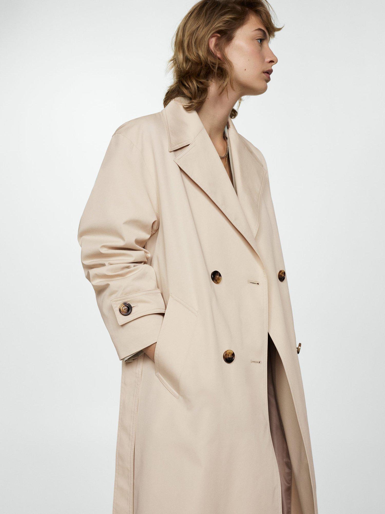 Mango Angela Double Breasted Trench Coat Light Beige