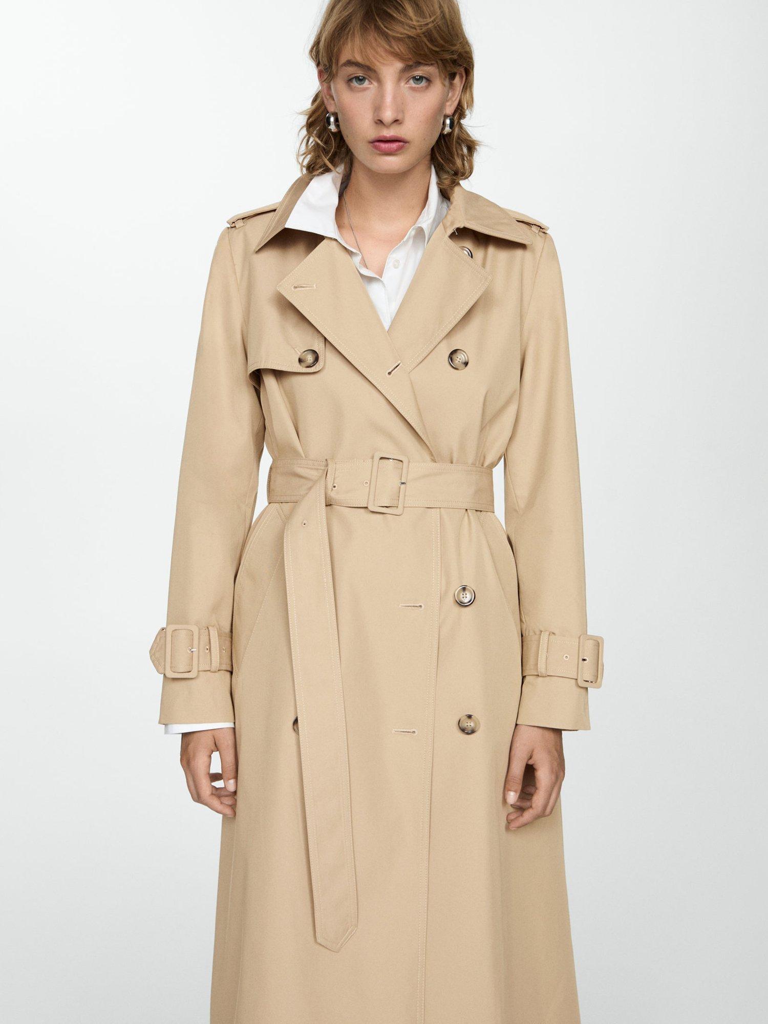 Mango Eiffel Trench Coat, Medium Brown