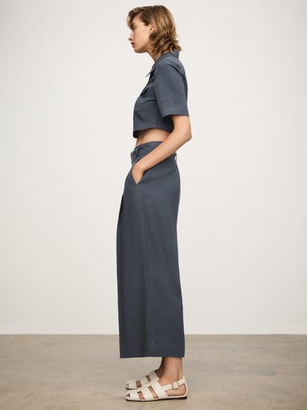 Mango Yati Crop Pocket Shirt, Medium Blue - view 2, Medium Blue