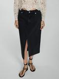 Mango Sole Denim Midi Skirt, Washed Black