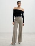 Mango Carlos Pleated Wide Leg Trousers, Grey