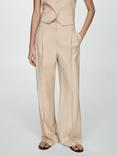 Mango Clavel Stripe Tailored Trousers, Light Beige