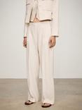 Mango Geranio Stripe Linen Blend Trousers, Light Beige