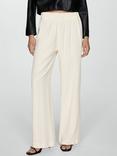 Mango Oyster Wide Leg Trousers, Light Beige