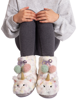 totes Kids' Fur Boot Slippers, Multi - view 2, Multi