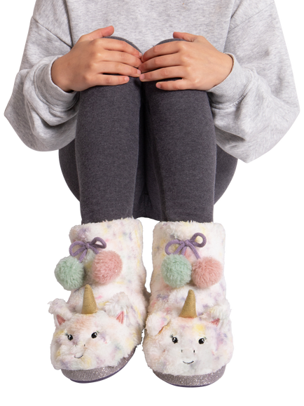 totes Kids' Fur Boot Slippers, Multi - view 2, Multi