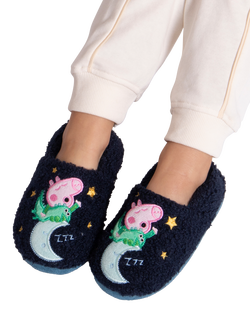 totes Novelty George Pig Slippers, Navy/Multi - view 2, Navy/Multi