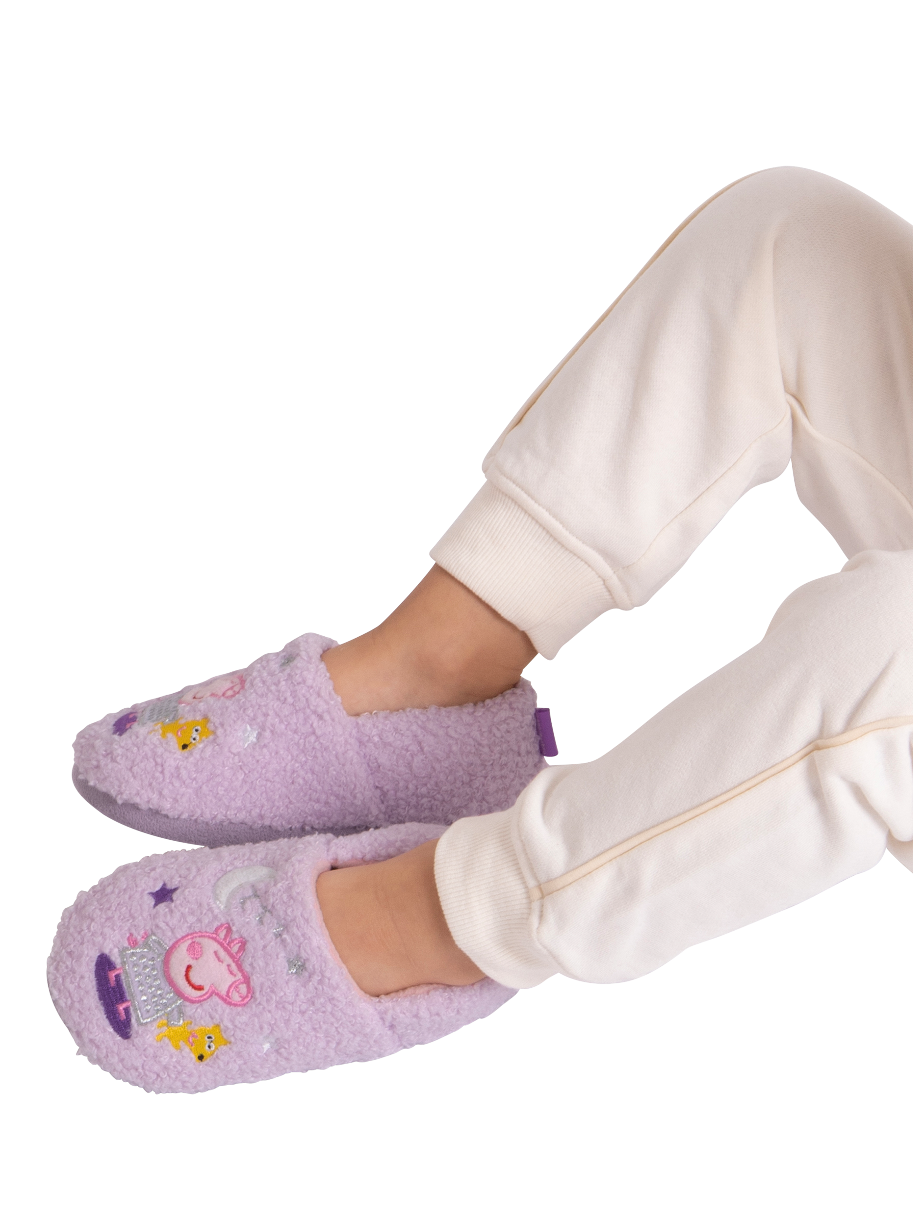 Product image 2 of 6, which shows totes Kids' Peppa Pig Novelty Slippers, Lilac, 5-6