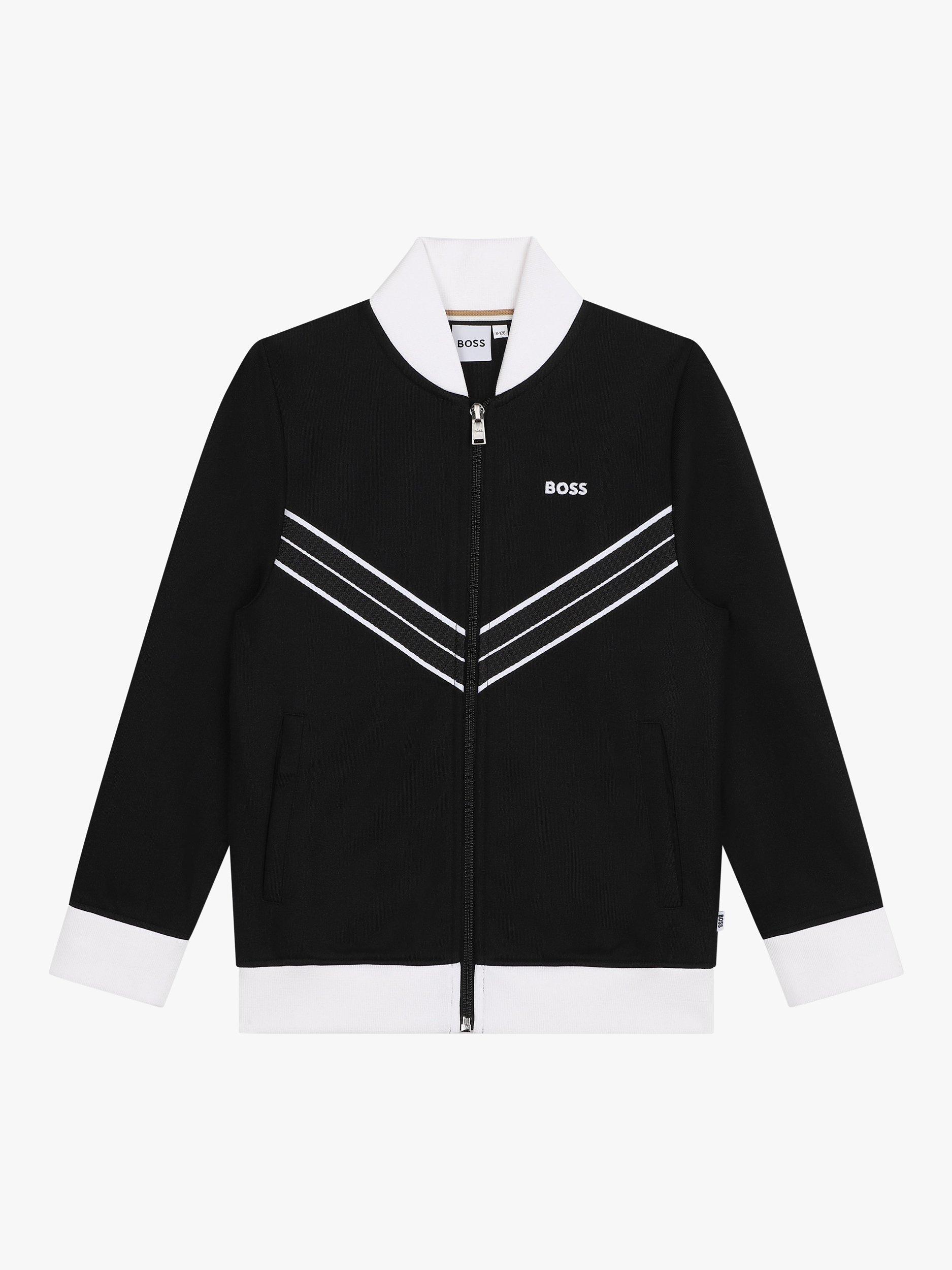 Product image 1 of 2, which shows BOSS Kids' Cotton Zipped Sweatshirt, Black/White, 10 years