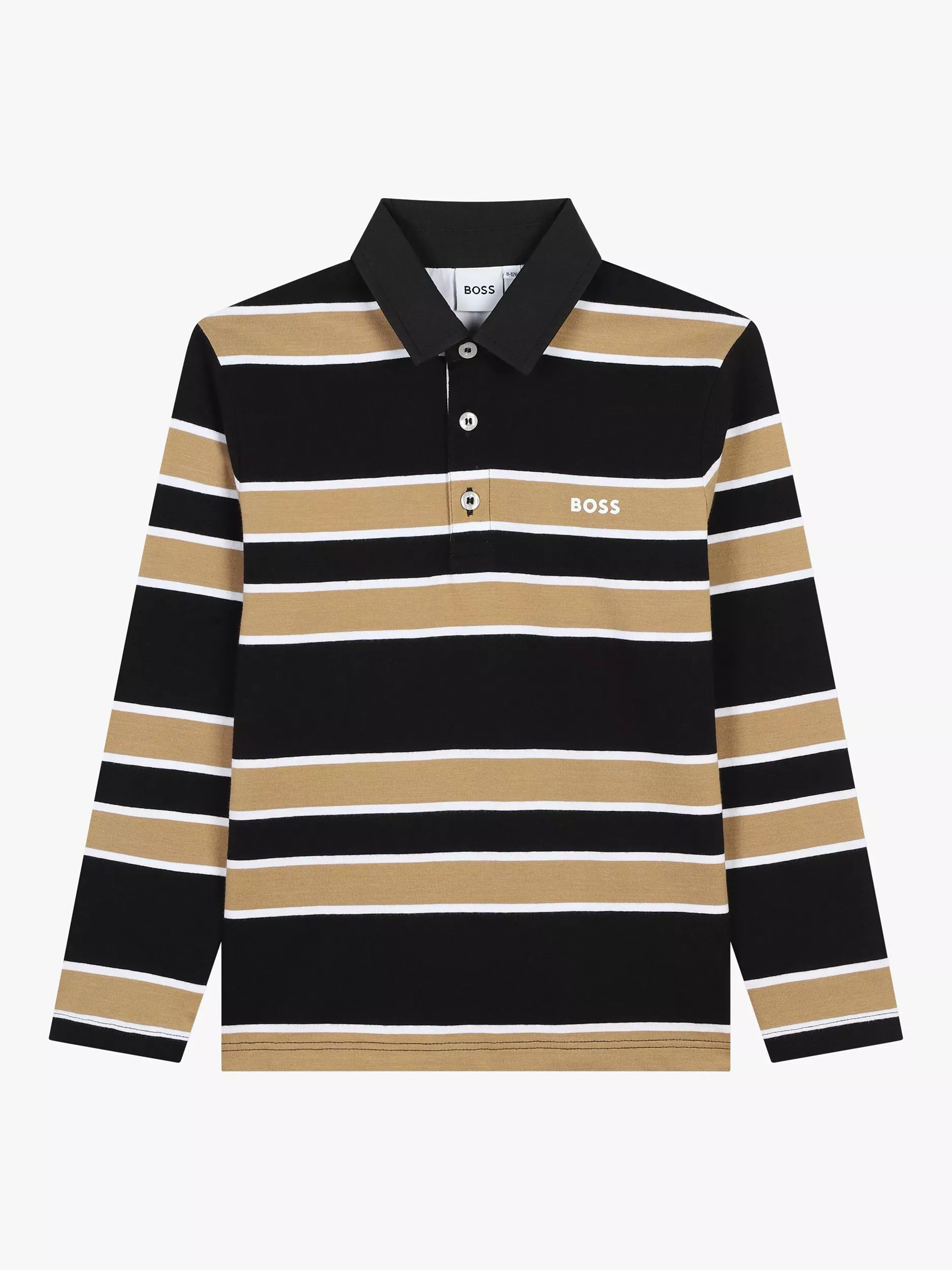 HUGO BOSS Kids' Stripe Polo Shirt, Black/Multi