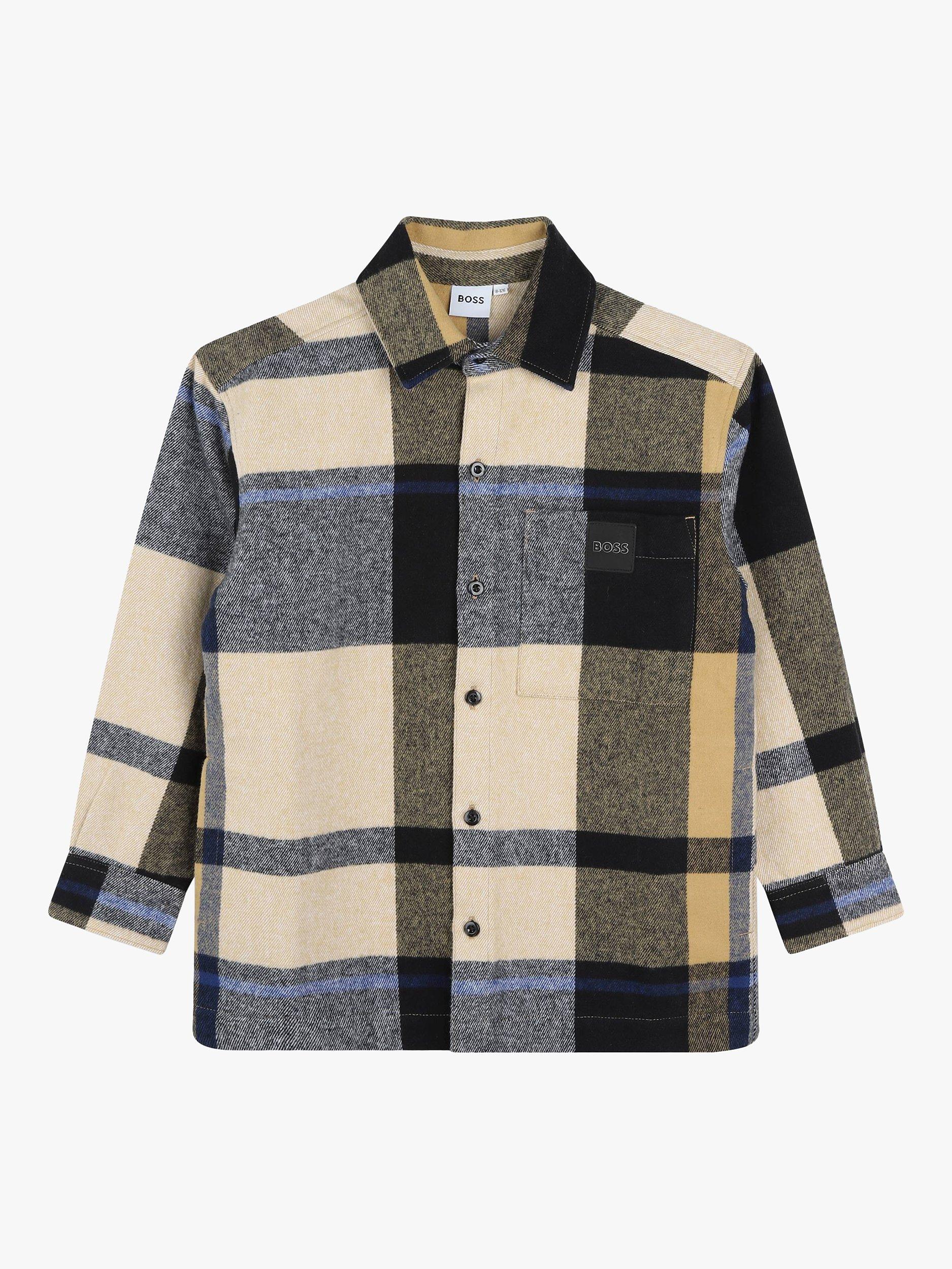 HUGO BOSS Kids' Cotton Check Shirt, Cookie