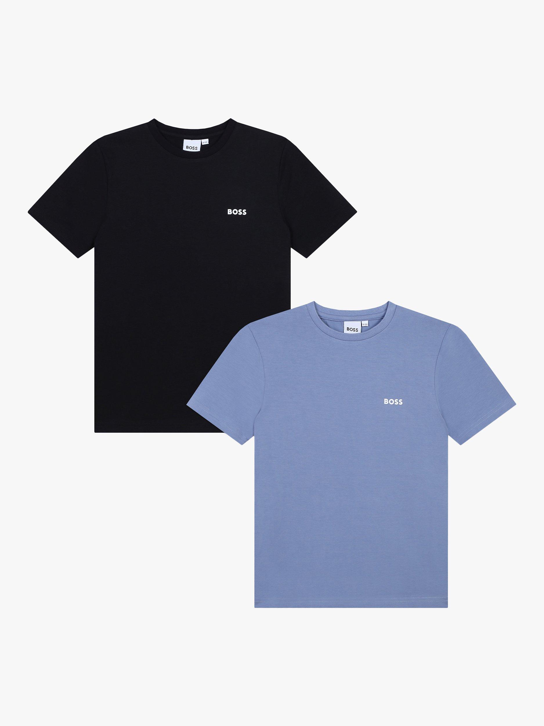 Product image 1 of 2, which shows HUGO BOSS Kids' T-Shirts, Pack of 2, Black/Blue, 10 years