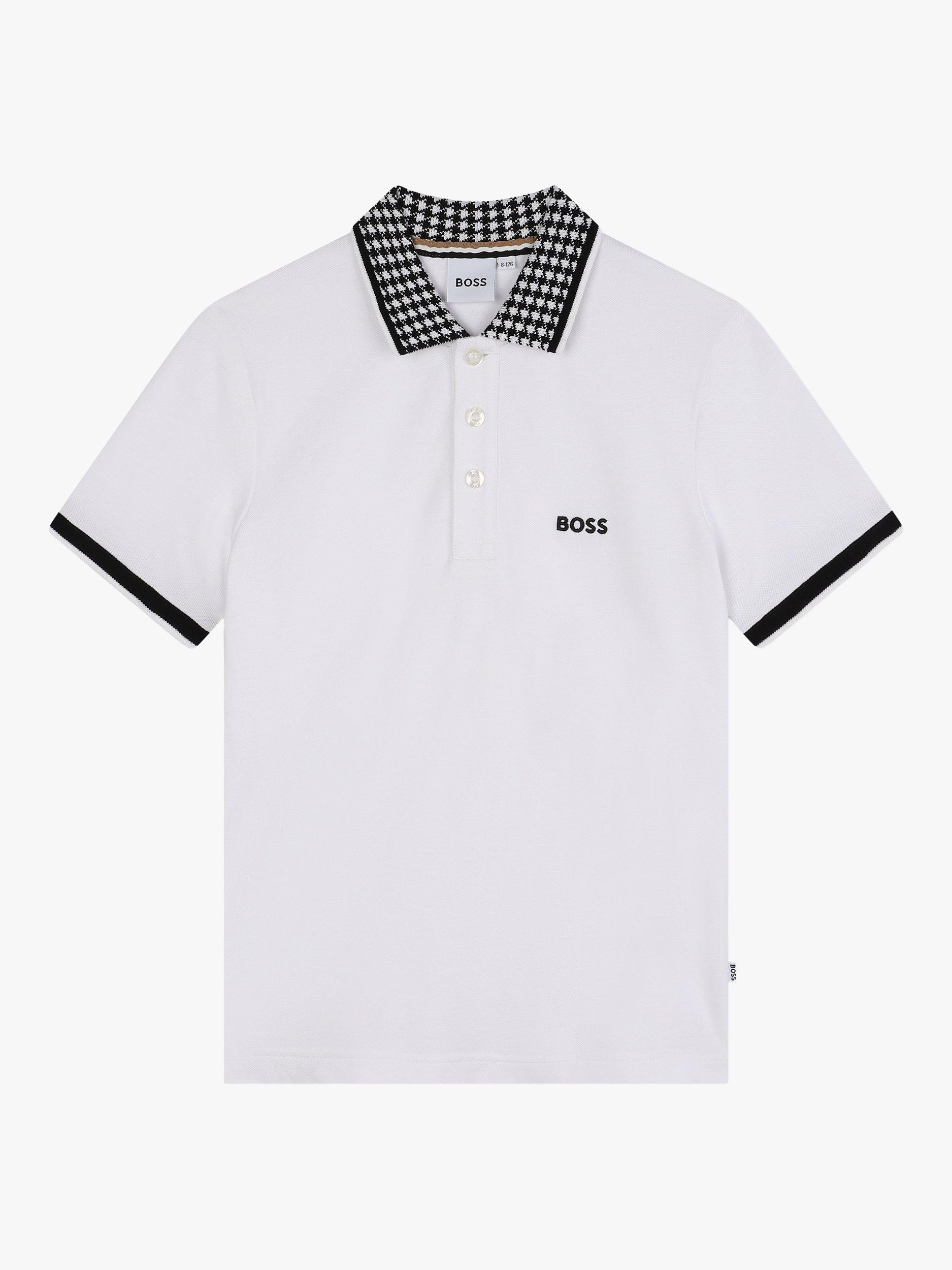 Product image 1 of 2, which shows HUGO BOSS Kids' Short Sleeve Polo Shirt, White, 6 years