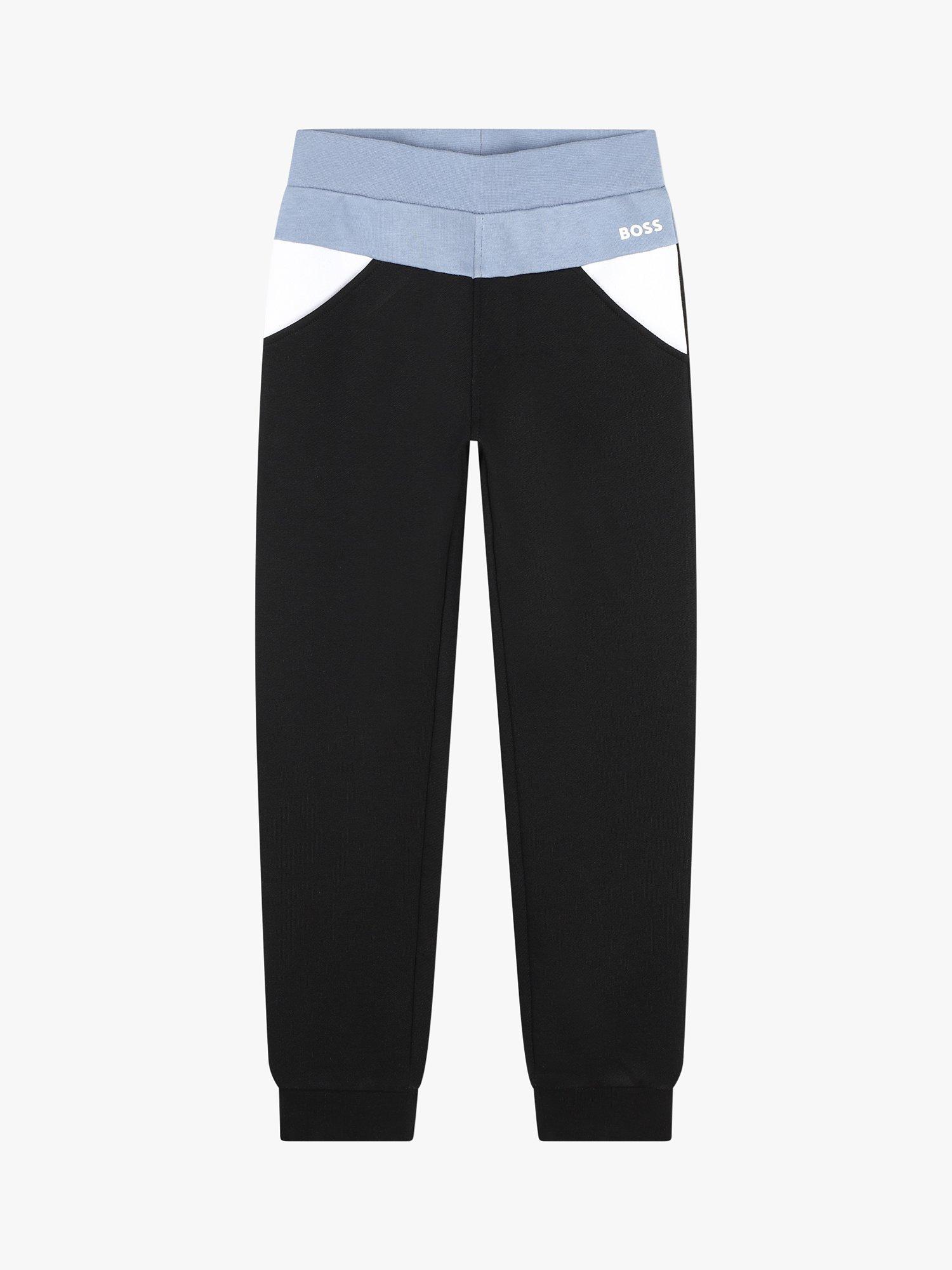 HUGO BOSS Kids Colour Block Brushed Fleece Joggers Black