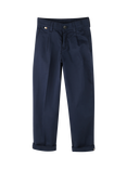 HUGO BOSS Kids' Cotton Blend Twill Chino Trousers, Navy