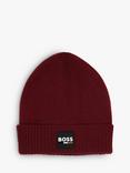 HUGO BOSS Kids' Turn-Up Beanie, Crimson