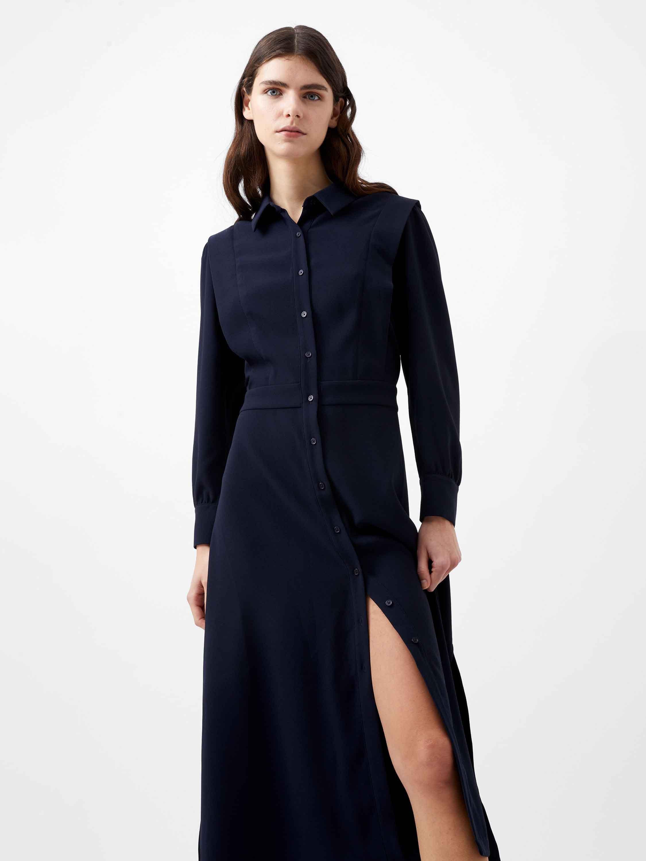French Connection Brina Crepe Shirt Dress, Marine