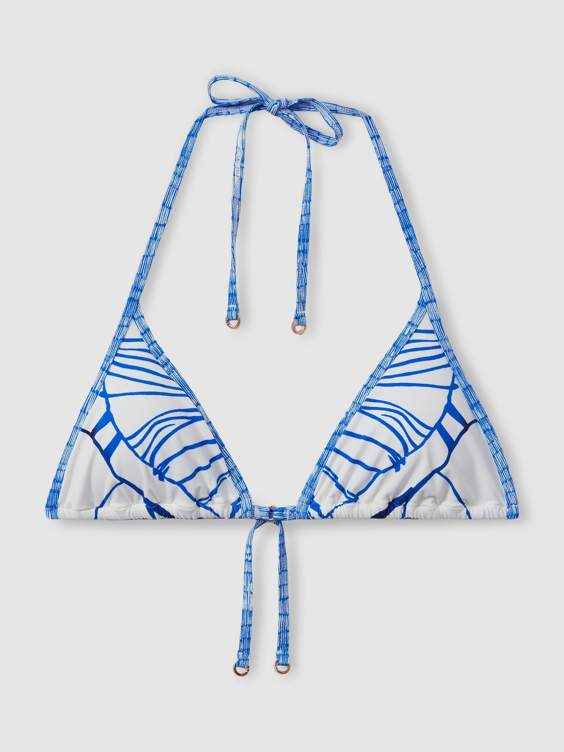 Product image 5 of 5, which shows Reiss Tina Abstract Print Bikini Top