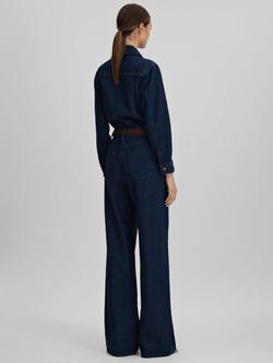 Reiss Frankie Denim Jumpsuit, Indigo - view 2, Indigo