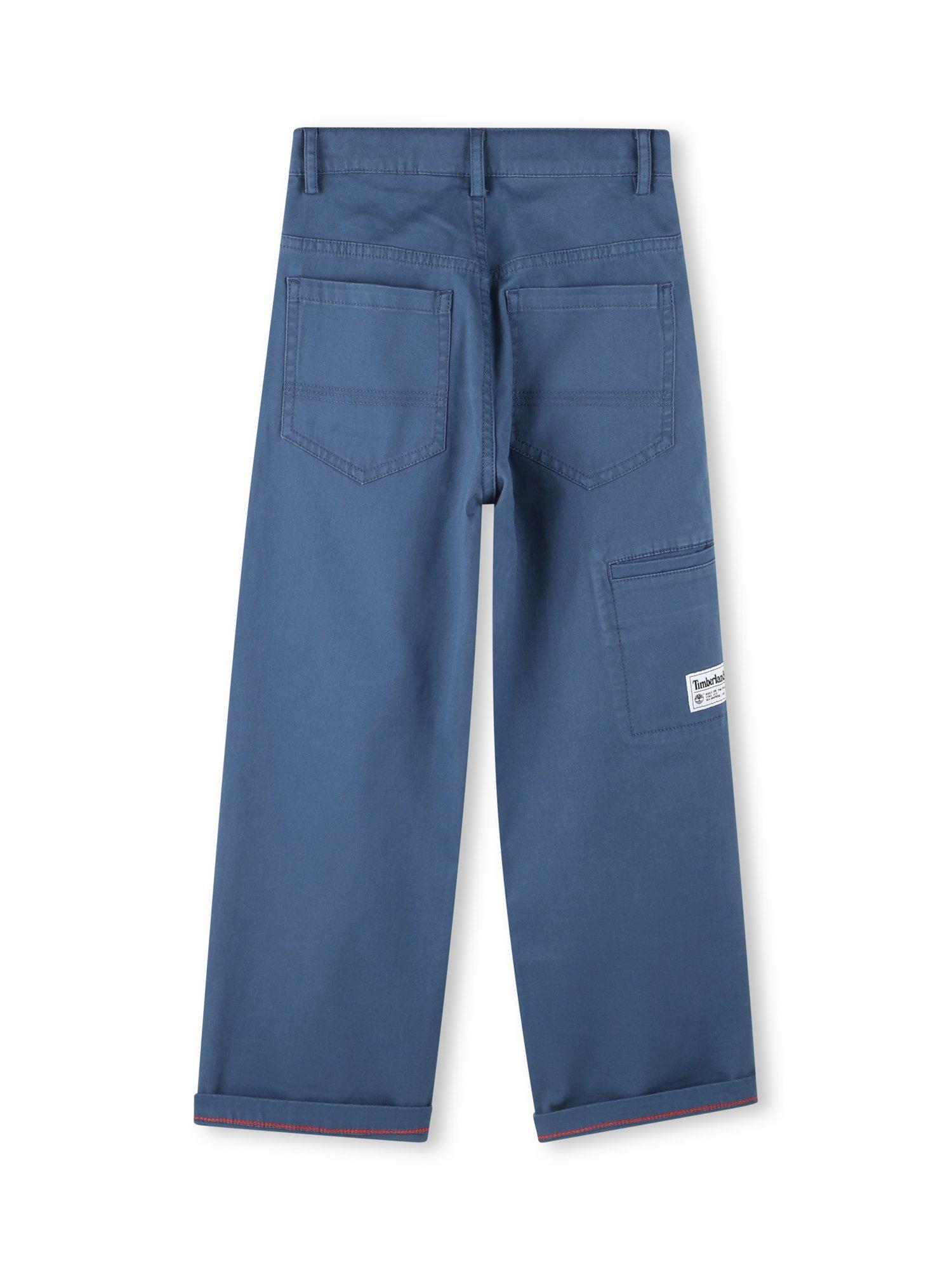 Product image 2 of 2, which shows Timberland Kids' Cotton Loose Fit Drill Trousers, Blue, 4 years