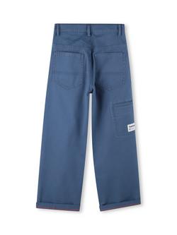 Timberland Kids' Cotton Loose Fit Drill Trousers, Blue - view 2, Blue
