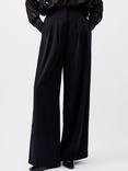 French Connection Harrie Wide Leg Tailored Trousers, Blackout